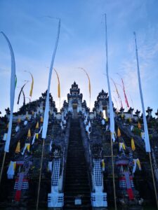 Low Angle Shot of Pura Penataran Agung Lempuyang Under Blue Sky