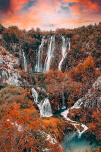 waterfalls in the middle of forest during daytime