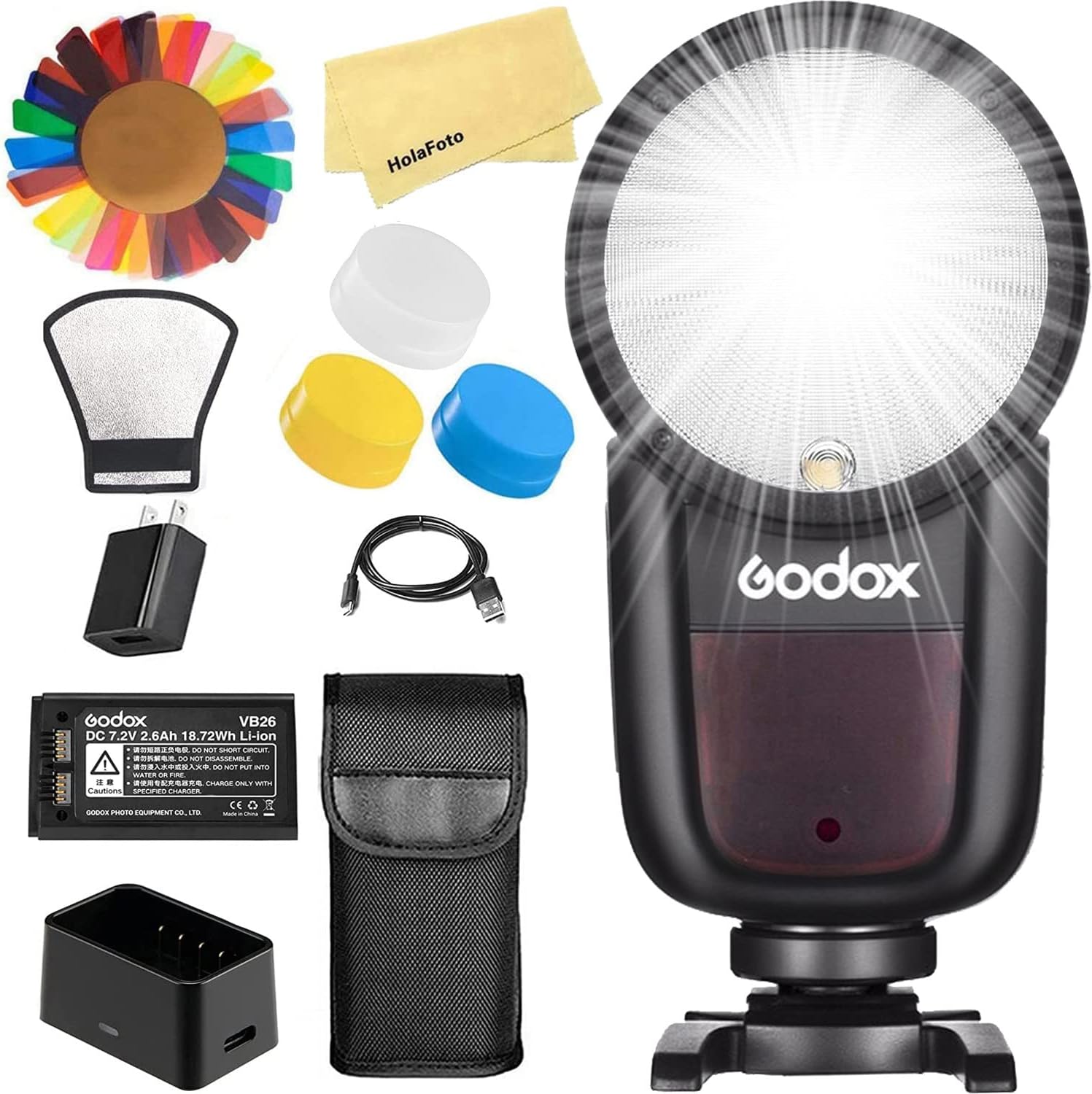 Godox V1-C Flash à tête Ronde pour Canon Flash Speedlight Speedlite Light, 76Ws 2.4G TTL1:8000 HSS, 480 Prises de Vue à Pleine Puissance, Temps de Recyclage